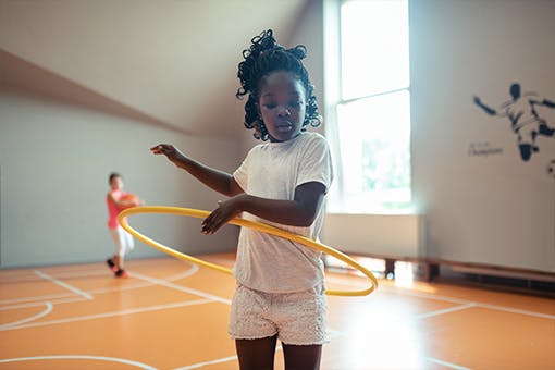 Students participating in a school health and wellness program